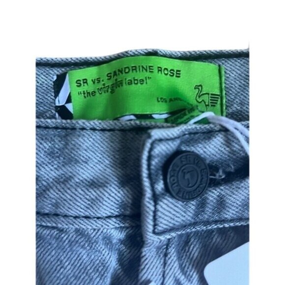 Free People Sandrine Rose Button Fly Drop Crotch Crop Jeans Gray Wide Leg NWT 27 - Picture 4 of 5